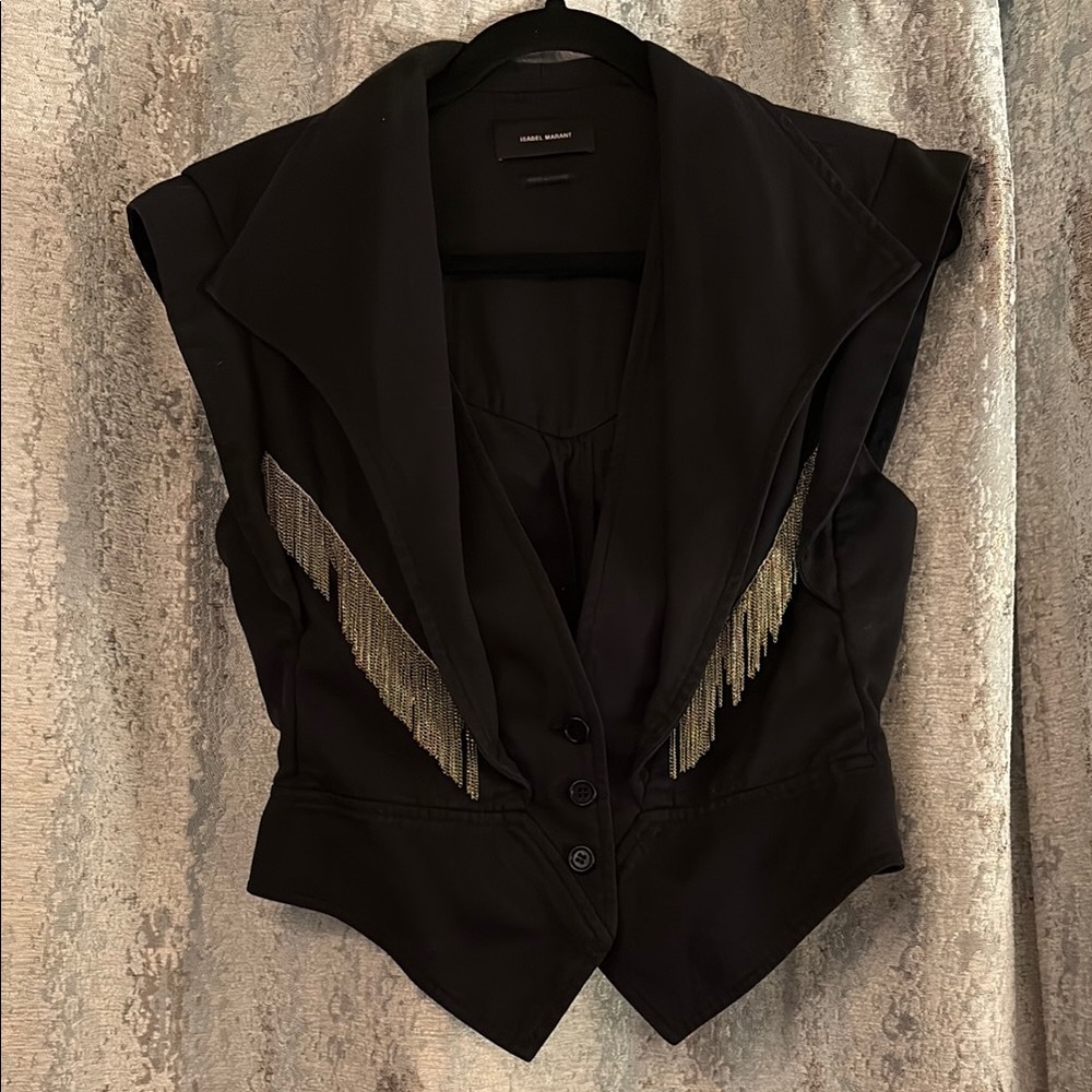 Isabel Marant Black Vest with Fringe Detail - Picture 4 of 15